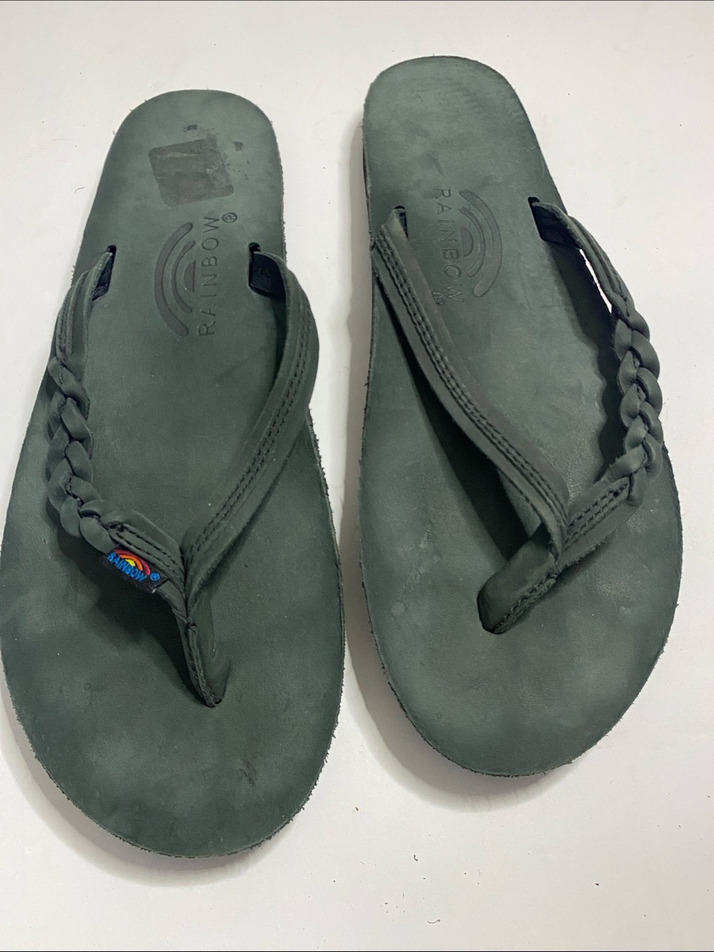 Rainbow Flirty Braidy Dark Expresso Green Sandals Slippers Womens 8.5-9 Swim